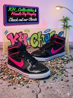 Nike Hally Hoops Mid Premium Edition – Black/Red/Pink Patent Leather – Size 6